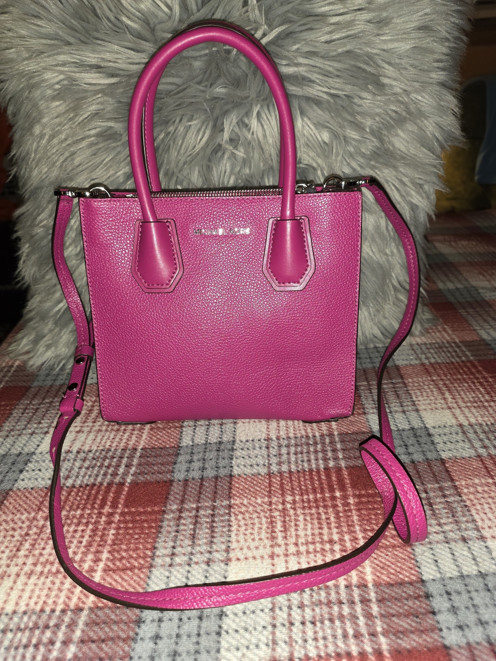 Michael Kors Hot Pink Pebble Leather Crossbody Satchel